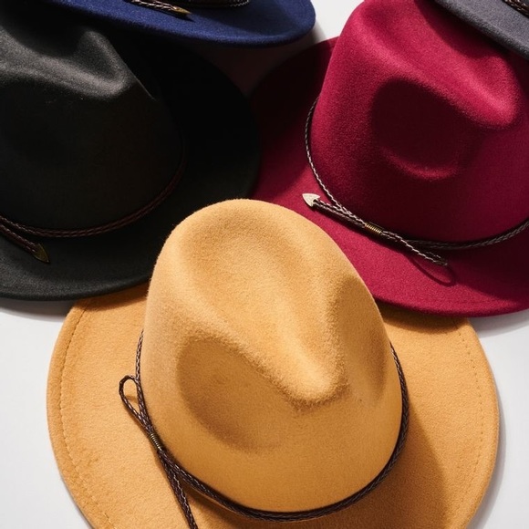 Camel Faux Wool Fedora Adjustable Hat - Picture 3 of 7